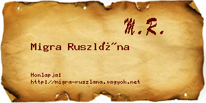 Migra Ruszlána névjegykártya